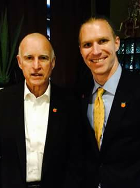 Patrick Kelly fighting for water and labor rights with California State Governor Jerry Brown